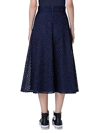 Floral Embroidered Organza Midi-Skirt
