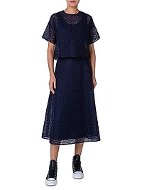 Floral Embroidered Organza Midi-Skirt