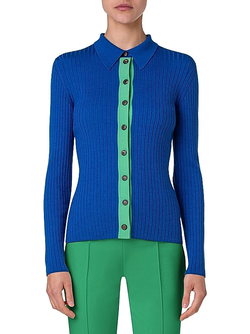 Ribbed Silk & Cotton-Blend Cardigan