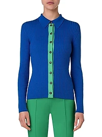 Ribbed Silk & Cotton-Blend Cardigan