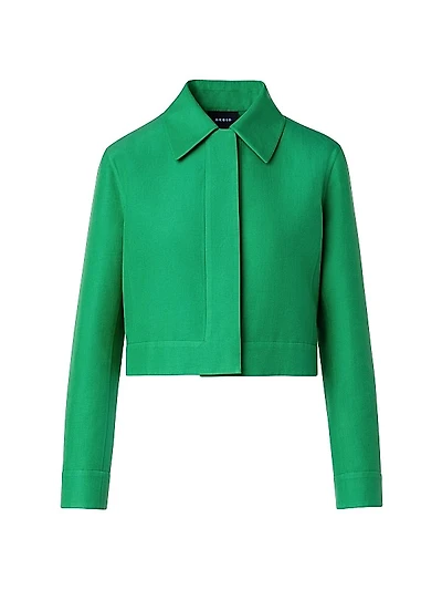 Cropped Cotton & Silk-Blend Jacket