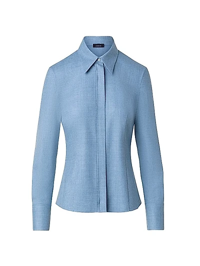 Wool Flannel Front-Zip Shirt