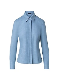 Wool Flannel Front-Zip Shirt