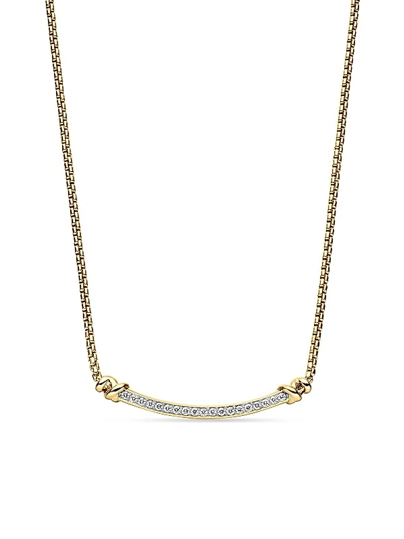 Petite Helena Wrap Station Necklace in 18K Yellow Gold with Diamonds, 29mm