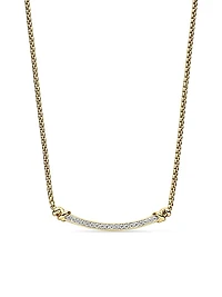 Petite Helena Wrap Station Necklace in 18K Yellow Gold with Diamonds, 29mm