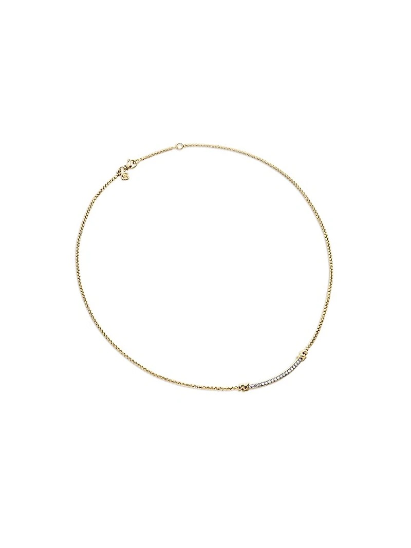 Petite Helena Wrap Station Necklace in 18K Yellow Gold with Diamonds, 29mm