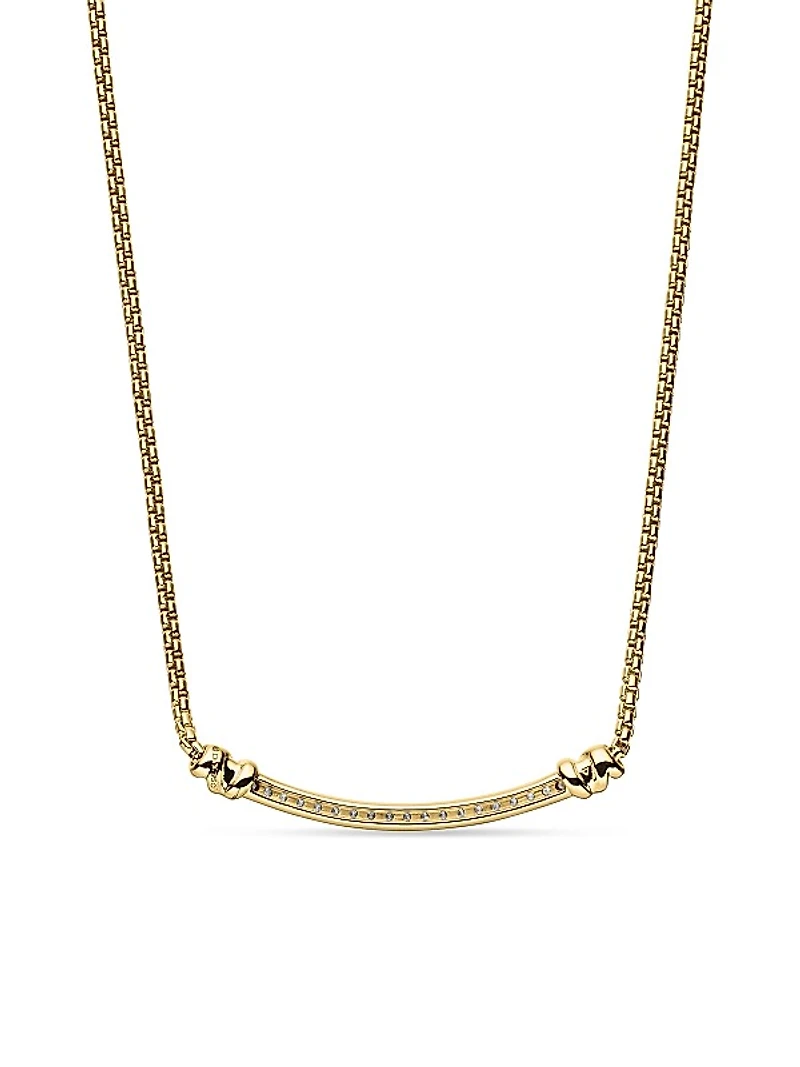 Petite Helena Wrap Station Necklace in 18K Yellow Gold with Diamonds, 29mm