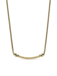 Petite Helena Wrap Station Necklace in 18K Yellow Gold with Diamonds, 29mm