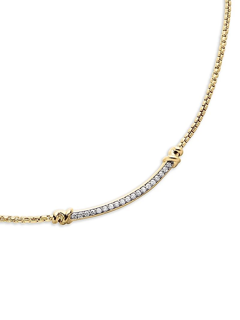 Petite Helena Wrap Station Necklace in 18K Yellow Gold with Diamonds, 29mm