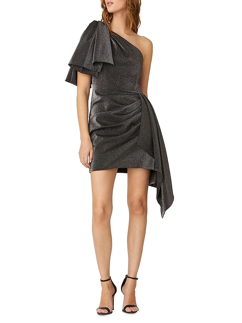 Catalaya Metallic One-Shoulder Minidress
