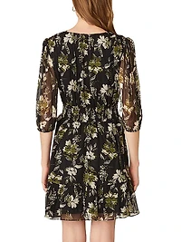 Floral Chiffon Belted Minidress