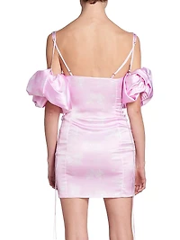 Chouchou Puff-Sleeve Satin Minidress