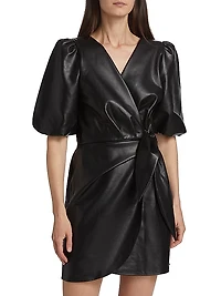 Roxy Faux-Leather Wrap Minidress