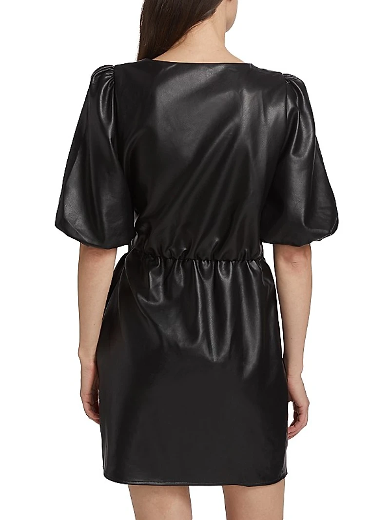 Roxy Faux-Leather Wrap Minidress
