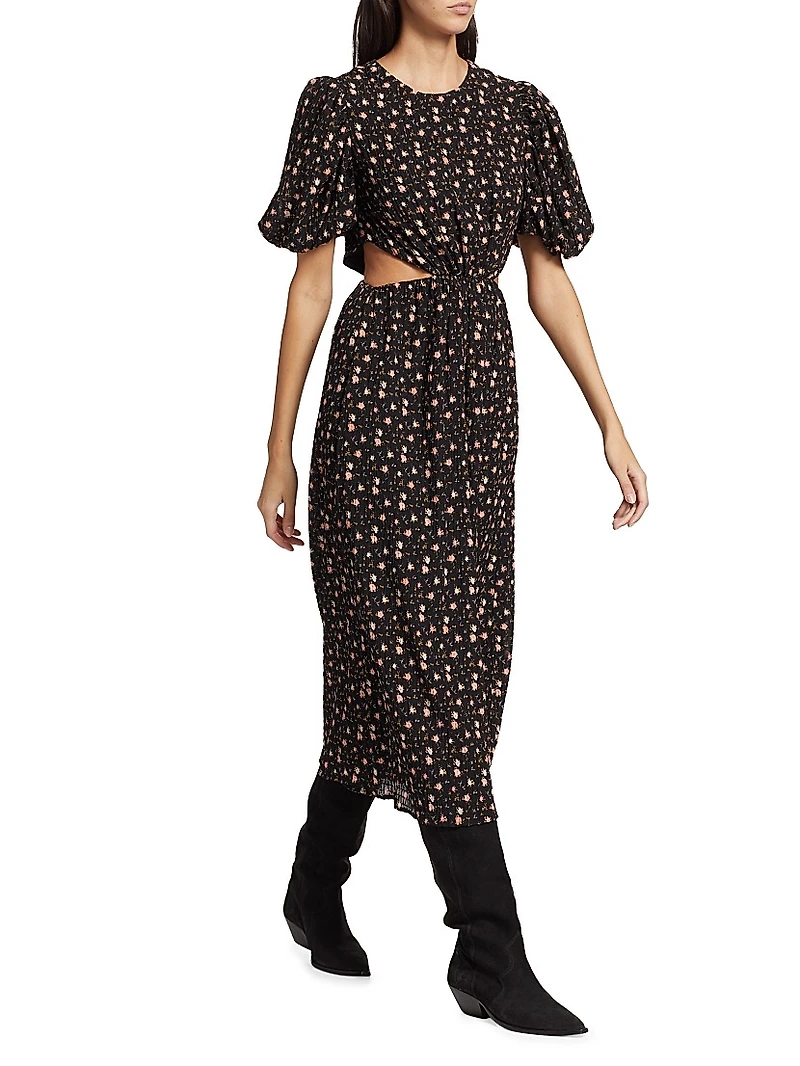 Marcela Floral Cut-Out Midi-Dress