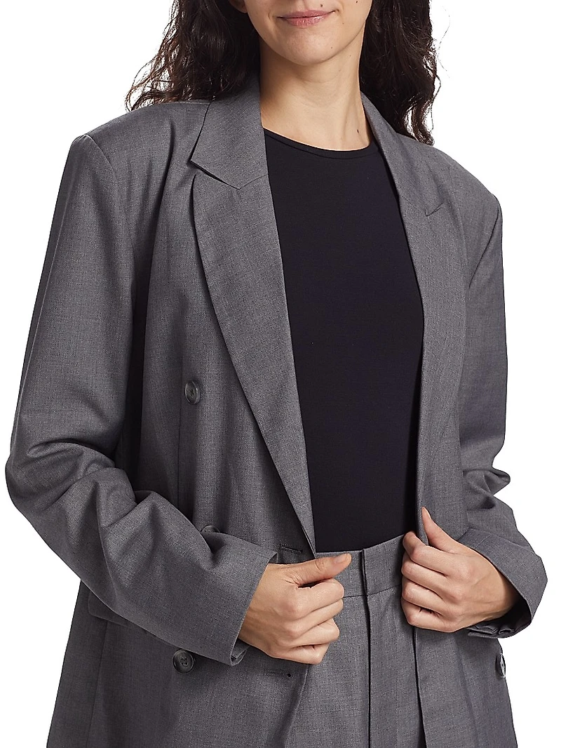 Vesper Double-Breasted Satin Blazer