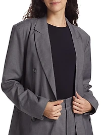 Vesper Double-Breasted Satin Blazer