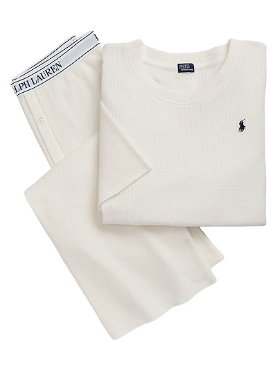 Waffle-Knit Two-Piece Pajama Set