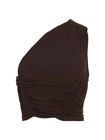 Kayden Ruched One-Shoulder Crop Top
