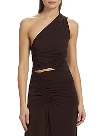 Kayden Ruched One-Shoulder Crop Top