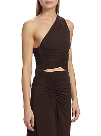 Kayden Ruched One-Shoulder Crop Top