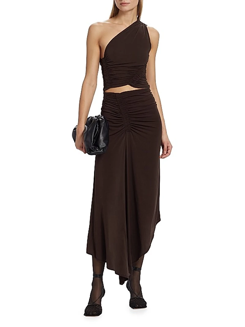 Kayden Ruched One-Shoulder Crop Top