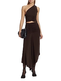 Kayden Ruched One-Shoulder Crop Top