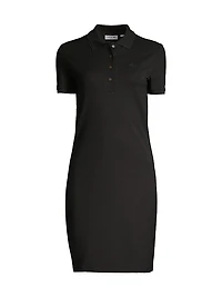Short-Sleeve Pique Cotton Minidress