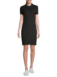 Short-Sleeve Pique Cotton Minidress