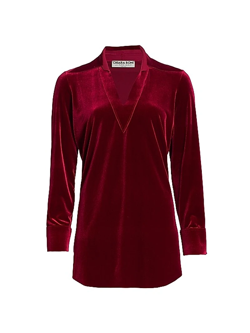 Long-Sleeve Velvet Blouse