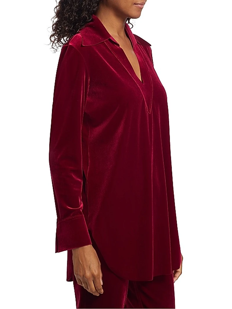 Long-Sleeve Velvet Blouse