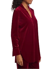 Long-Sleeve Velvet Blouse