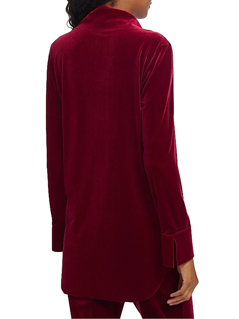 Long-Sleeve Velvet Blouse