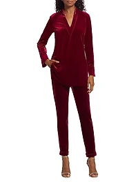 Long-Sleeve Velvet Blouse