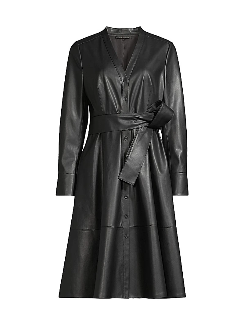 Fontana Belted Faux Leather Dress