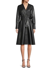 Fontana Belted Faux Leather Dress