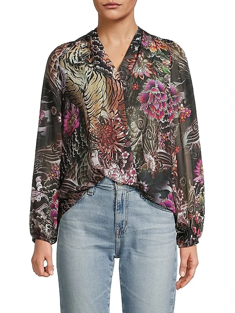 Robin Floral Balloon-Sleeve Blouse
