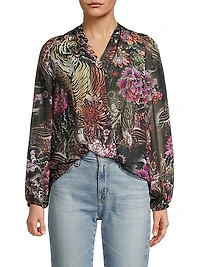 Robin Floral Balloon-Sleeve Blouse