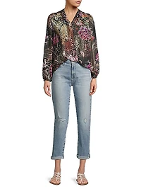 Robin Floral Balloon-Sleeve Blouse