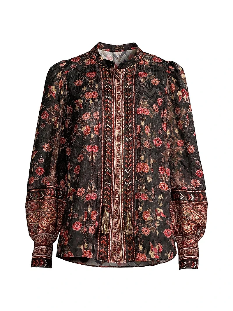 Laurena Semi-Sheer Floral Blouse