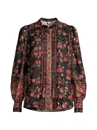 Laurena Semi-Sheer Floral Blouse