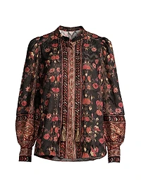 Laurena Semi-Sheer Floral Blouse