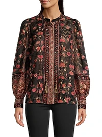 Laurena Semi-Sheer Floral Blouse