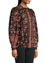 Laurena Semi-Sheer Floral Blouse