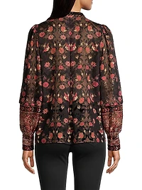 Laurena Semi-Sheer Floral Blouse
