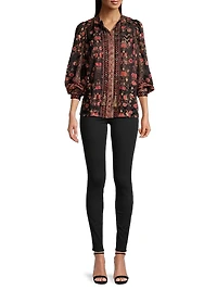 Laurena Semi-Sheer Floral Blouse