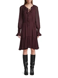 Collin Long-Sleeve Ruffle Dress