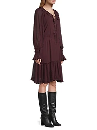 Collin Long-Sleeve Ruffle Dress