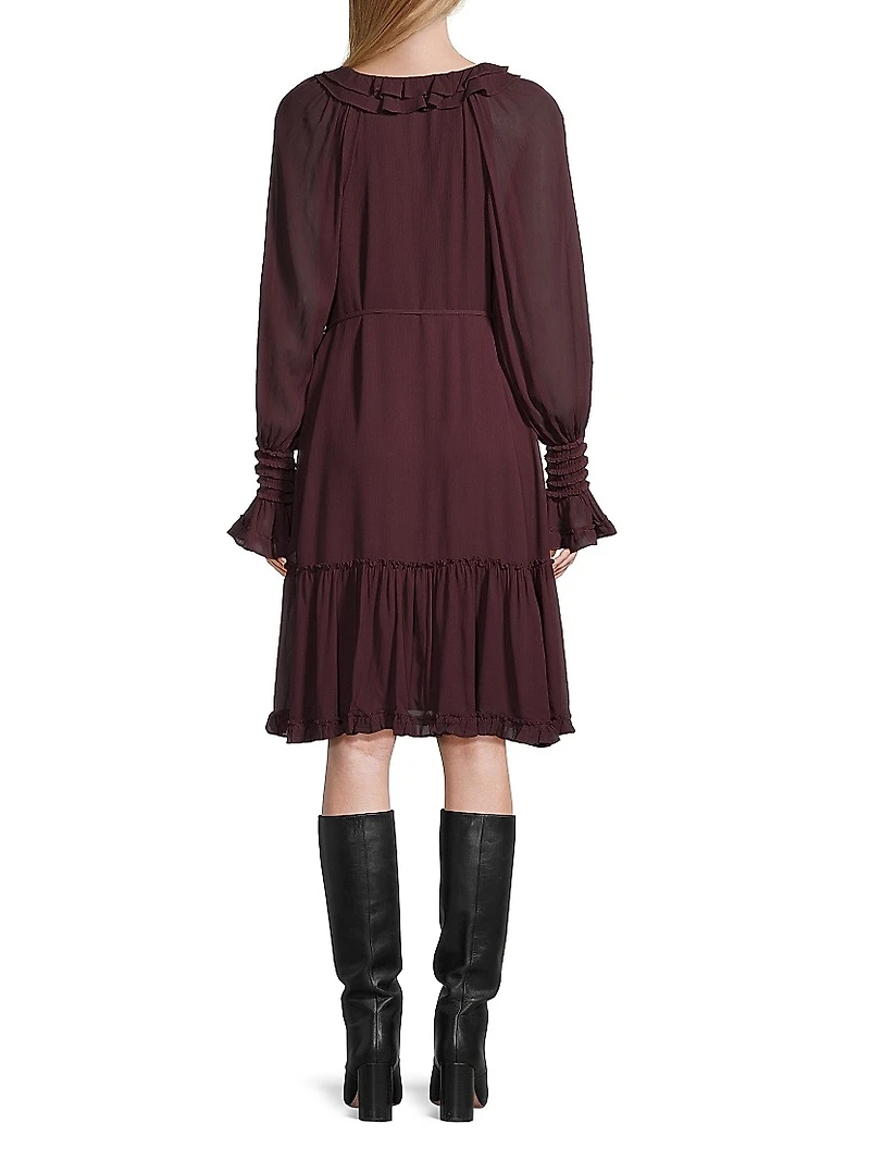 Collin Long-Sleeve Ruffle Dress