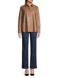 Lilianne Faux Leather Blouse